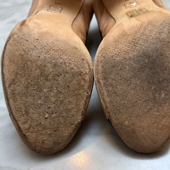 Tory Burch Black and Beige Cap Toe Heels - Picture 6 of 7